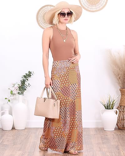 Image of Popana Long Maxi Skirt for Women, Flowy Long Skirts for Women | High Waisted Soft Trendy Rayon, Sundress Convertible Skirt, Long Length Bodycon Maxi Skirt, Petite and Plus Size