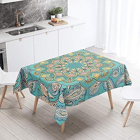 FANSU Waterproof Tablecloth with 3D Mandala Pattern Cover