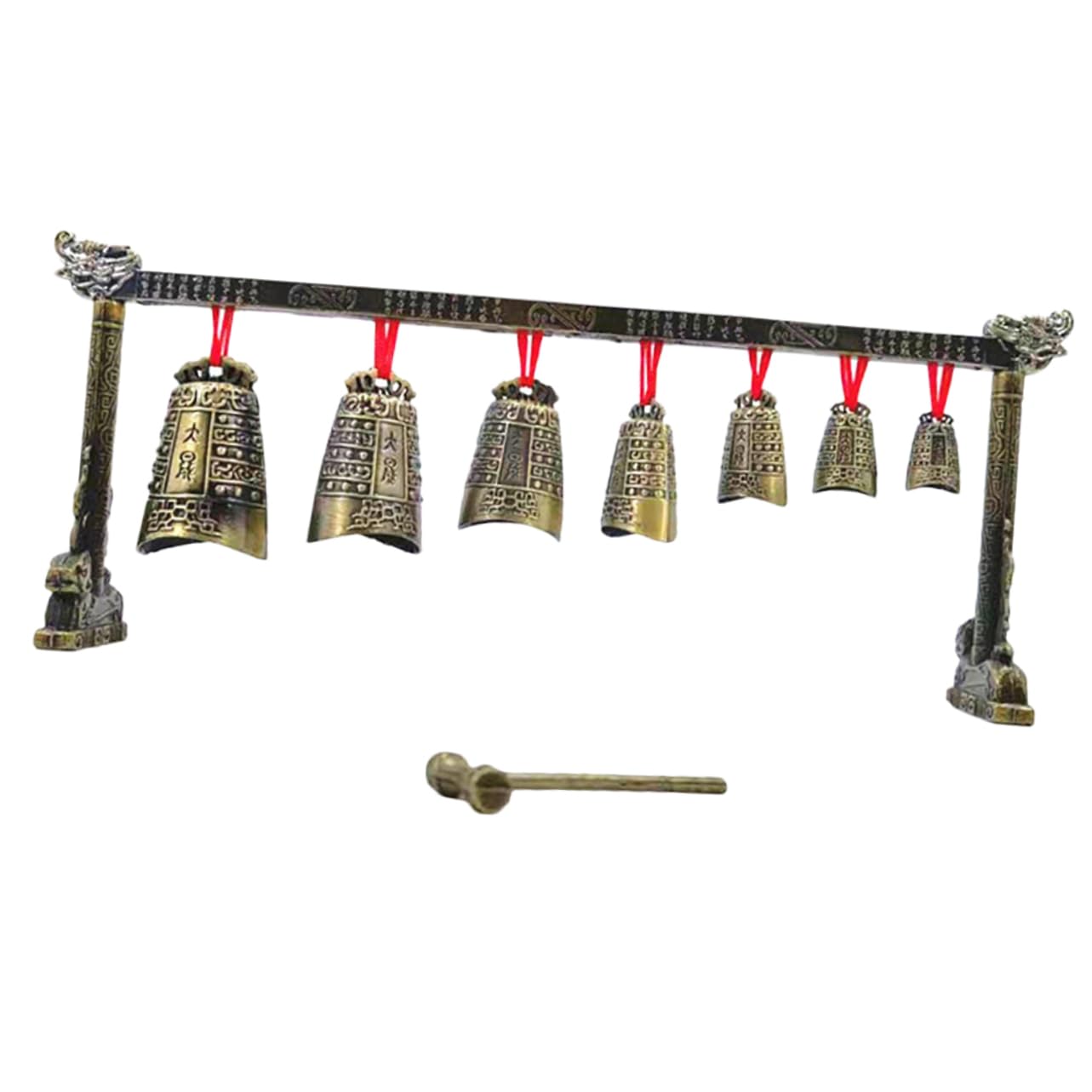 GOOHOCHY Antique Single Layer Chime Ornament Vintage Music Instrument Decor Carved Design Sound for Home Decoration Collectors Unique Desktop Accessory