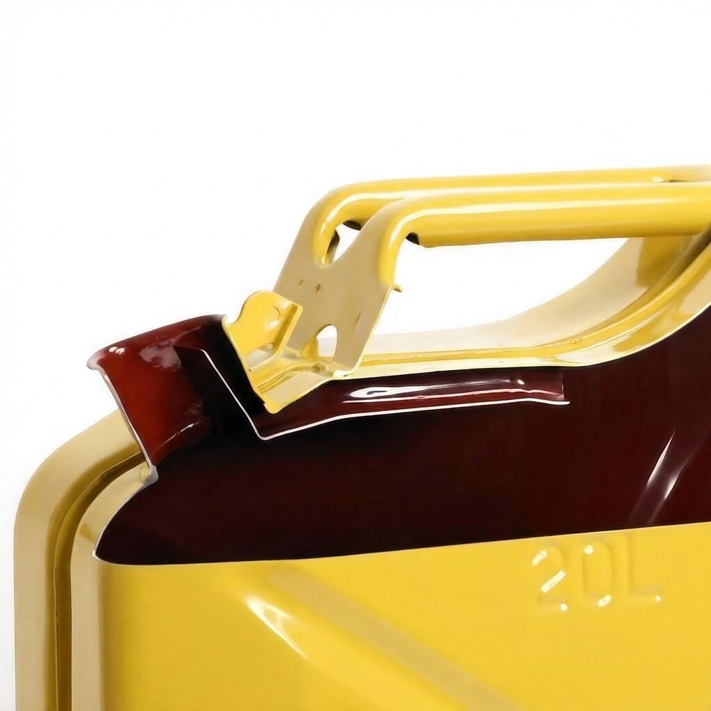 BW® Bidón de combustible de metal para gasolina, 5 x 20 litros, con boquilla Amarillo RAL 1018 Certificado TÜV y homologación UN Fabricado en Europa