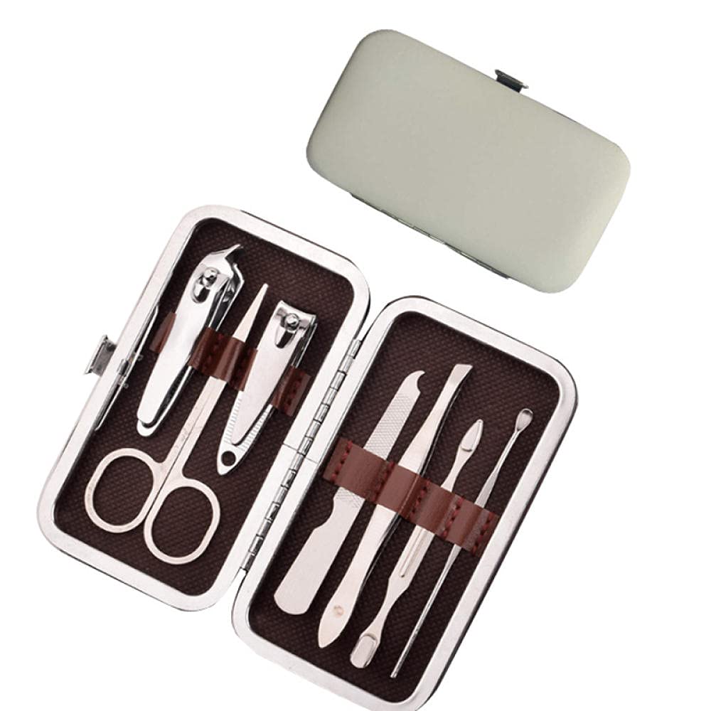 Kit de manicura y pedicura, juego de cortaúñas de 7 piezas, kit de herramientas de manicura, kit de aseo profesional, herramientas de cuidado de cortador de uñas para viajes a casa, para hombres y m