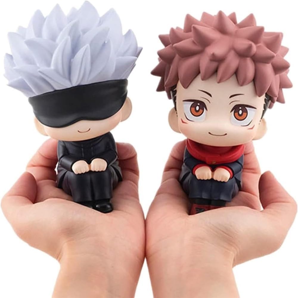 3.5"/9cm Itadori Yuji&Satoru Gojo Q Version Anime Jujutsu Kaisen Figurine PVC Cartoon Character Statue Model Collectible Ornaments Theme Children's Birthday Cake Decoration