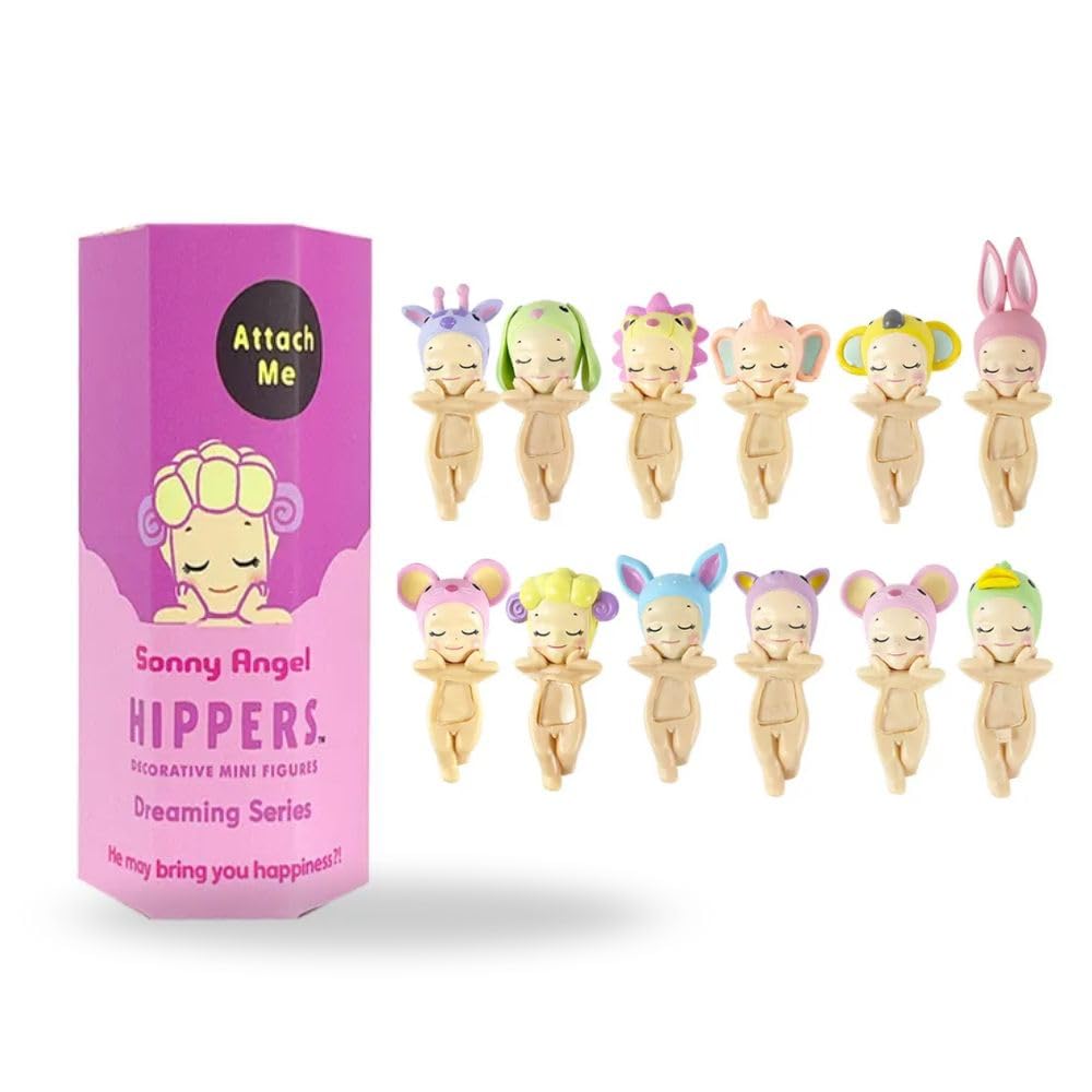 Sonny Angel Hippers Dreaming Serie, Sonny Angel Figuras Kawaii Anime Adornos Teléfono, Escritorio y Ordenador, Sonny Angels Animales, Figurita Angel con Pegatina para Adorno, Regalo Ideal