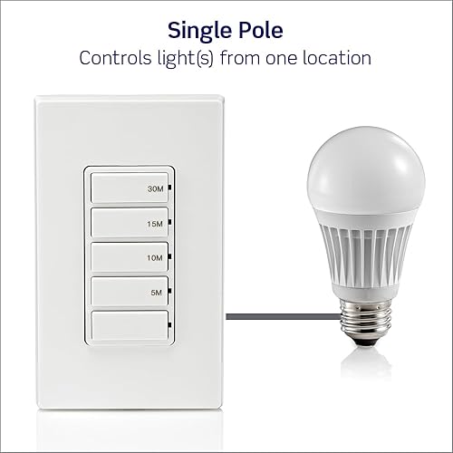 Miniatura 9 de Interruptor temporizador de cuenta regresiva para ventilador de baño y luces domésticas, 5-10-15-30 minutos, no requiere neutral, un solo polo, 15A,