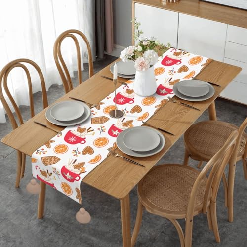 Chemin de table avec pompon lavable pour décoration de table de cuisine - 2