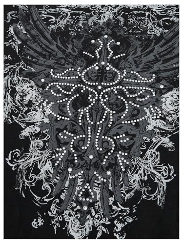 SOLY HUX Women's Plus Size Y2k Tops Gothic Graphic Tees Trendy Short Sleeve Asymmetrical Neck T Shirts4