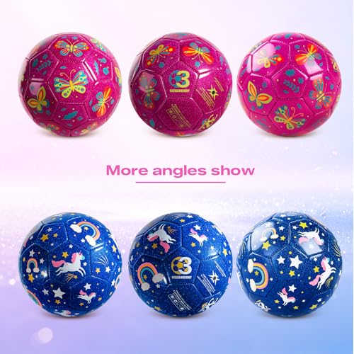 Image of Kids Soccer Ball, Size 3 Soccer Ball for Toddlers Ages 3-8 | Soccer Ball for Kids Ages 3-8, Glitter Cartoon Design, Great for Birthday Gifts, School Events, Games, and Outdoor Play
