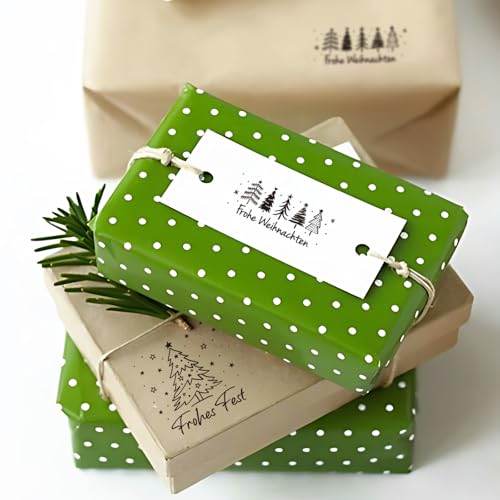 BOFUNX 2 Stücke Weihnachten Stempel Holzstempel Frohe Weihnachten Motivstempel Textstempel Weihnachtsstempel für Karten Geschenkpapier Scrapbooking