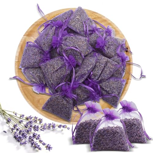 20er-Pack Lavendelsäckchen, 100% Natürliche Getrocknete Lavendelsäckchen Für Schubladen Und...