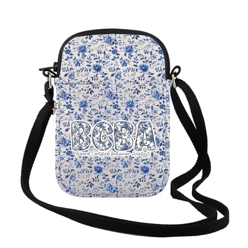 TSOTMO Floral Behavior Analyst Gift BCBA Board Certified Behavior Analyst Crossbody Bag RBT ABA Therapist Gift for Her