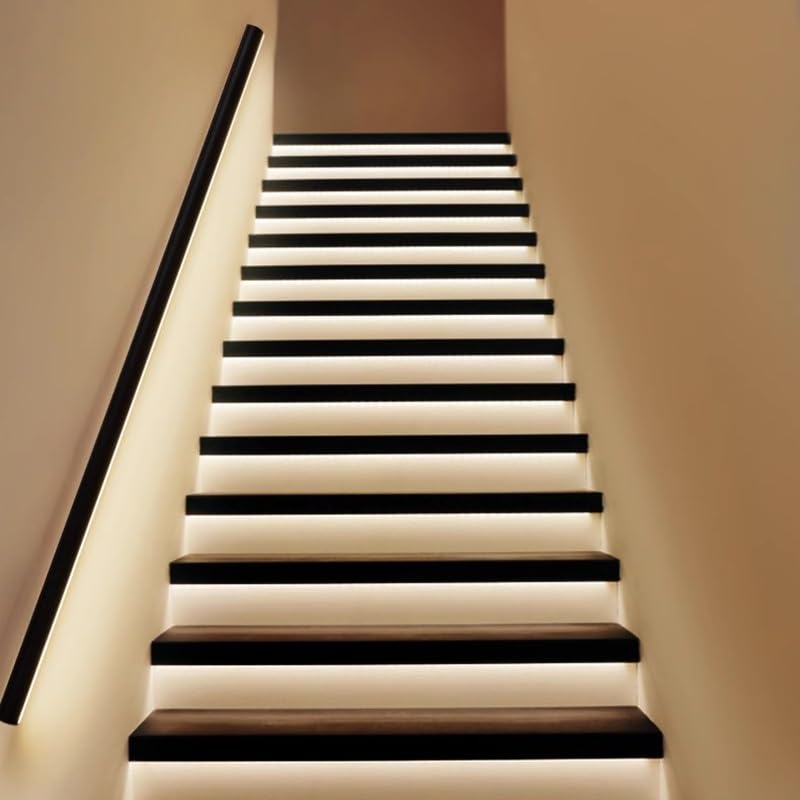 Lampada da parete a LED per scale, lunga in lega di alluminio, con sensore di movimento, illuminata, per scale interne e terrazze esterne (1 m)