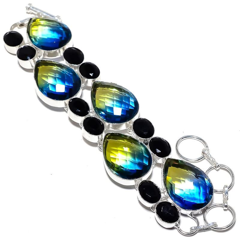 Bracelet tourmaline bicolore contre le stress | Bijou bien-être en argent massif