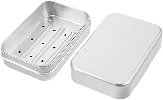 TEHAUX Aluminum and Soap Double-Layer Dish Rectangle Lid with Bar Soap Container with Efficient Drying Drainage for Gym the Go