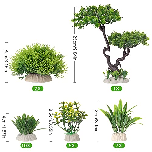 BEGONDIS 25Pcs Artificial Aquarium Plants Tree Set, Plastic Fake Aquatic Plants for Fish Tank Decorations