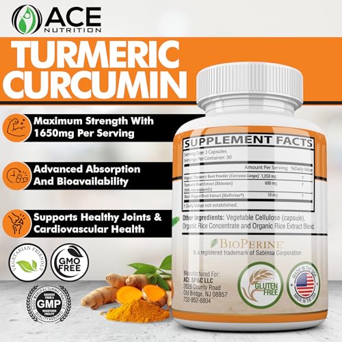 Turmeric Curcumin with Black Pepper – 90 Count Vegetarian Capsules Turmeric Supplement with Bioperine – 1650 mg Non-GMO Curcumin Supplements - Image 5