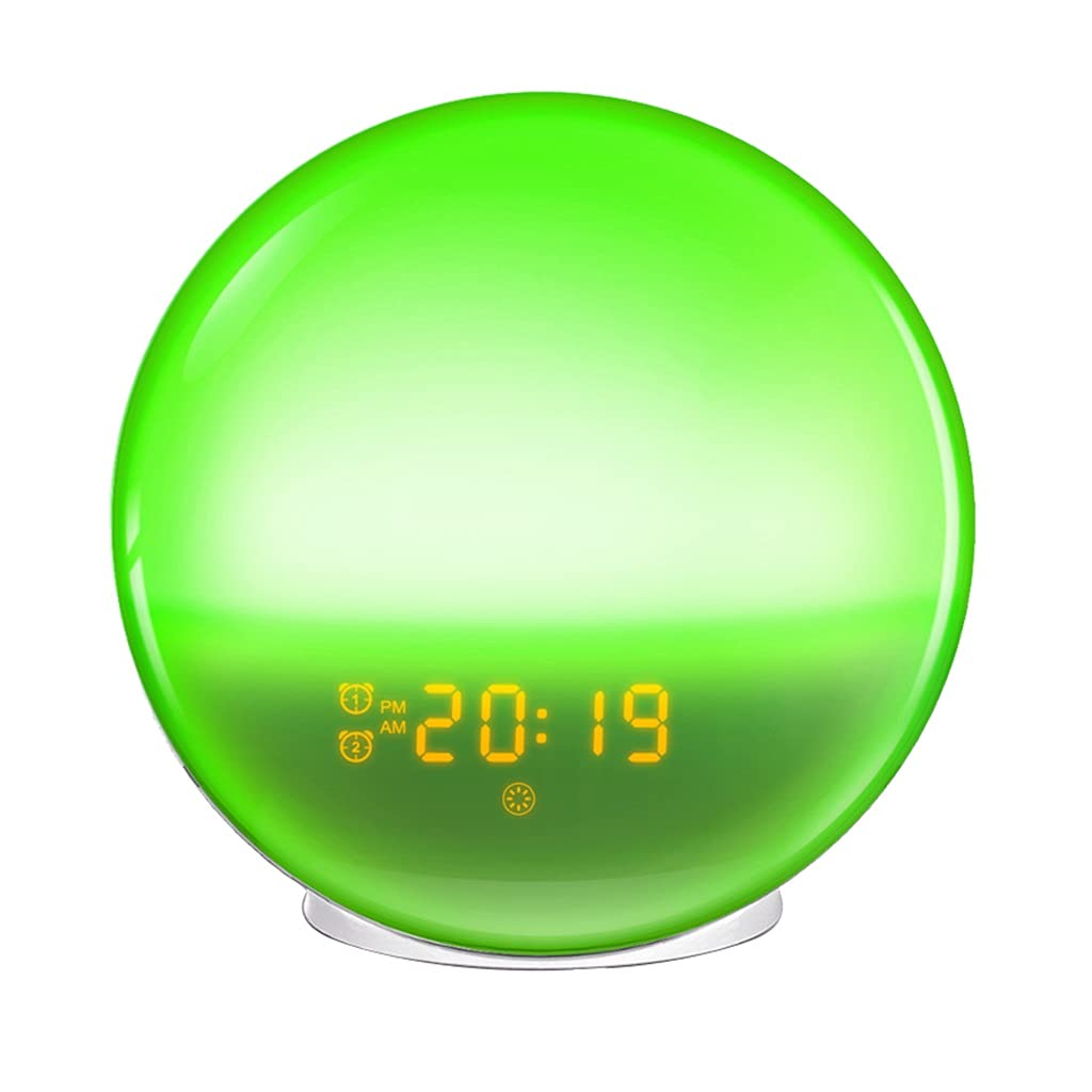 Lampada da Comodino Sunrise Simulation, Wake-Up Light Sveglia, con 6 Suoni Naturali e Funzione Snooze, Radio FM e 4 Sveglie, Sveglia Digitale per Aiuto Al Sonno