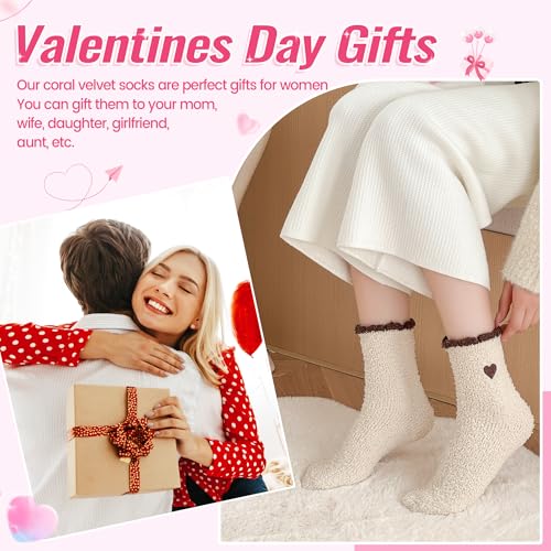 Image of Eocom Fuzzy Socks for Womens Warm Fluffy Winter Cozy Thick Plush Slipper Sleep Comfy Crew Christmas Socks 5 Pairs