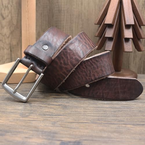 Vintage Distressed Unisex Western Belt - Full Grain Leather Strap With Alloy Buckle For Pants & Jeans3