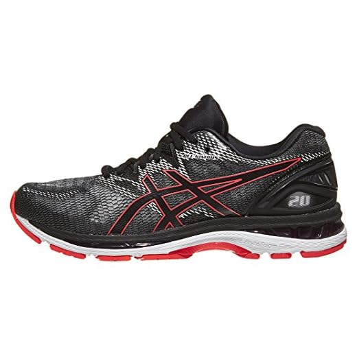 ASICS Men's Gel-Nimbus 20 Running Shoes, 9.5, Black/RED Alert