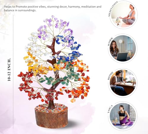 Image of ADITYA Gift Gallery | Seven Chakra Tree of Life for Positive Energy - Feng Shui Decor Crystals and Healing Stones, Money Tree, Room Decor 7 Chakra, Stone, Healing Crystals, Spiritual Gifts