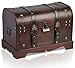 Produktbild Brynnberg Schatztruhe groß mit Schloss 40x23x27cm Koffertruhe Holztruhe Schatzkiste Vintage-Look Piraten Schatzsuche Holz massiv braun Spardose Schatulle Bauernkasse Holz Sparkasse Geldtruhe