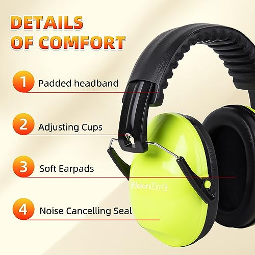 MelonArt Kids Ear Protection Earmuffs Safety Hearing Protection Headphones Noise Reduction for Autism Sensory Kids Chirldren (Green & Pink) - Image 4