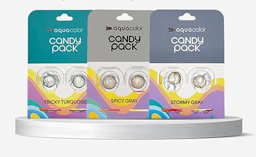 Aqua color Daily Disposable Color Contact Lens candy Combo pack (3, Spicy Grey, Stormy Gray & Tricky Turquoise)