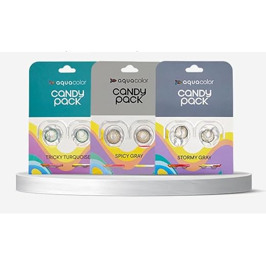 Aqua color Daily Disposable Color Contact Lens candy Combo pack (3, Spicy Grey, Stormy Gray & Tricky Turquoise)
