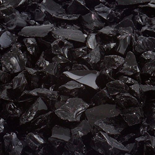 Fire Glass for Fire Pits Black 1/4" Fireplace Glass Pellets (20Lbs)