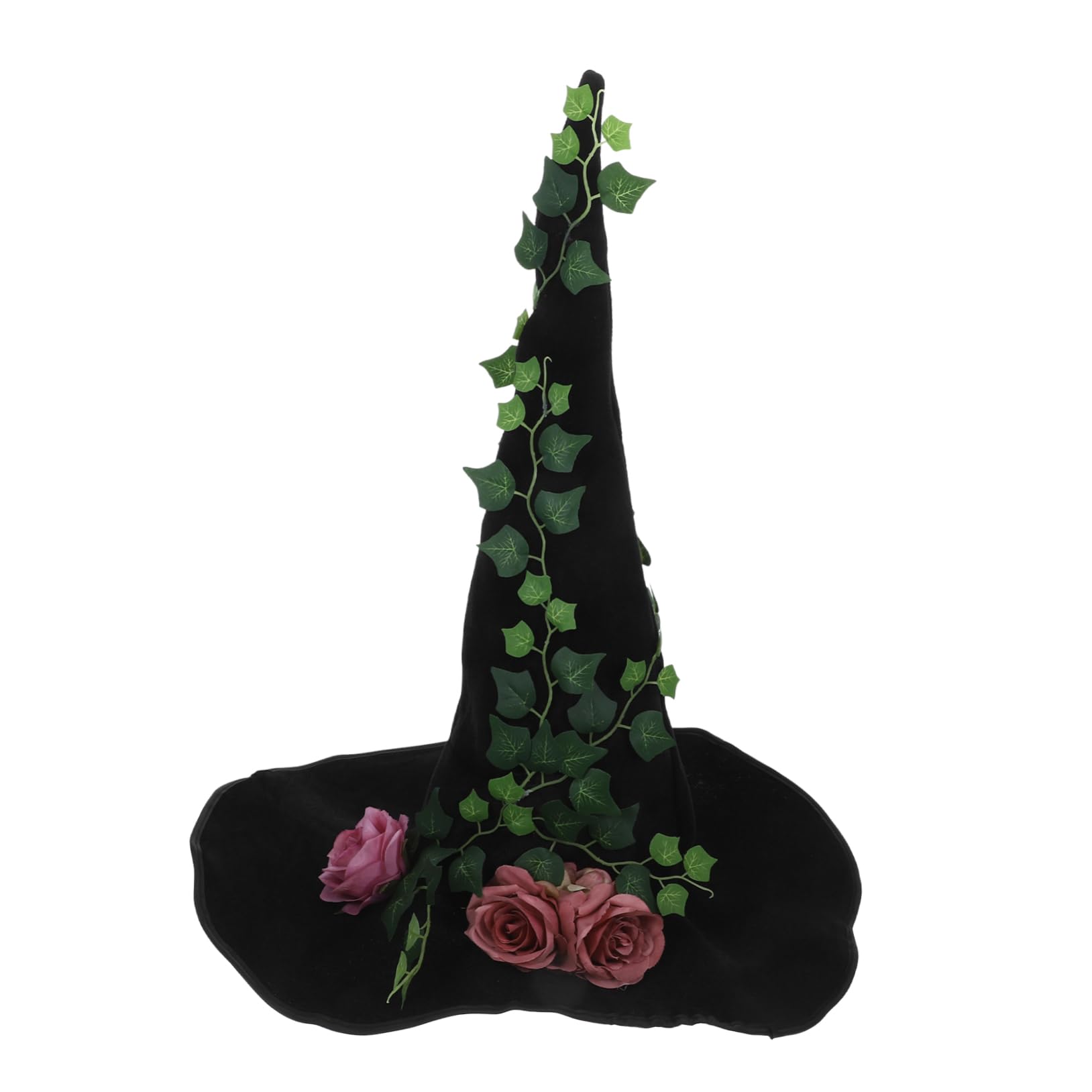 Sombrero De Bruja Negro Diseño De Rosa y Vides Para Halloween y Confortable Para Disfraces De Mujeres Fiestas y Eventos