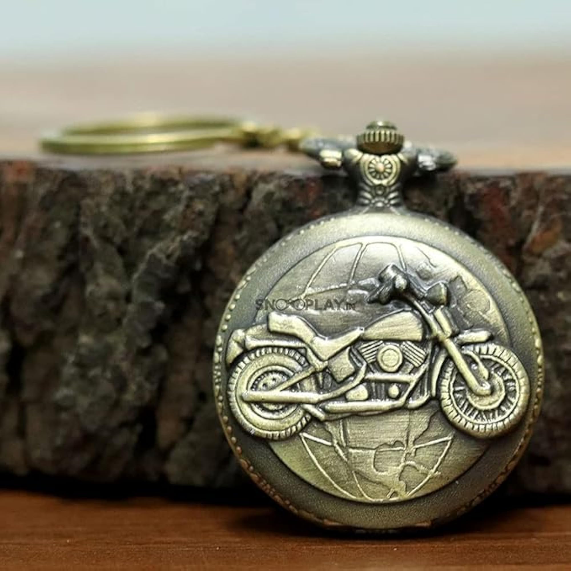Vintage Motorbike Pocket Watch Keychain Gift