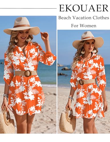 Image of Ekouaer Swimsuit Coverup for Women Bathing Suit Cover Up 2026 Summer Beach Vacation Outfits