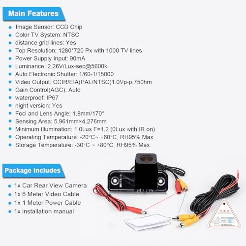 Image of Car Backup Camera Replacement for MB CLS300 2012 SLK55 SLK200 SLK280 SLK300 SLK320 SLK350 AMG T-Model Kombi W203 S203 C30CDI C55 C180 C200 C220 C230 C240 C270 C280 C320 C350 W220 R171 W171