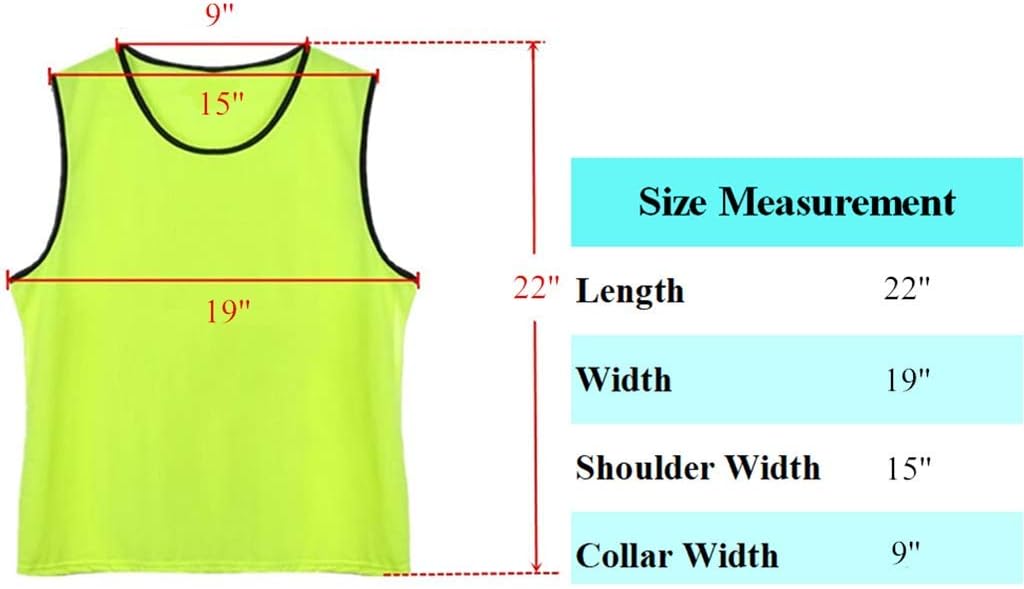 DreamHigh DH Soccer Sports Team Practice Pinnies Training Mesh Vests Youth -12 pcs Pack