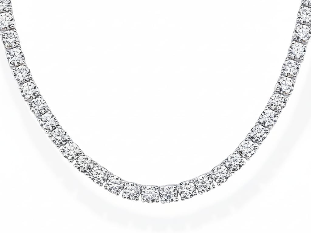Tennis Necklace for Women Men, CZ White Gold Plated Chain 18 Inch
