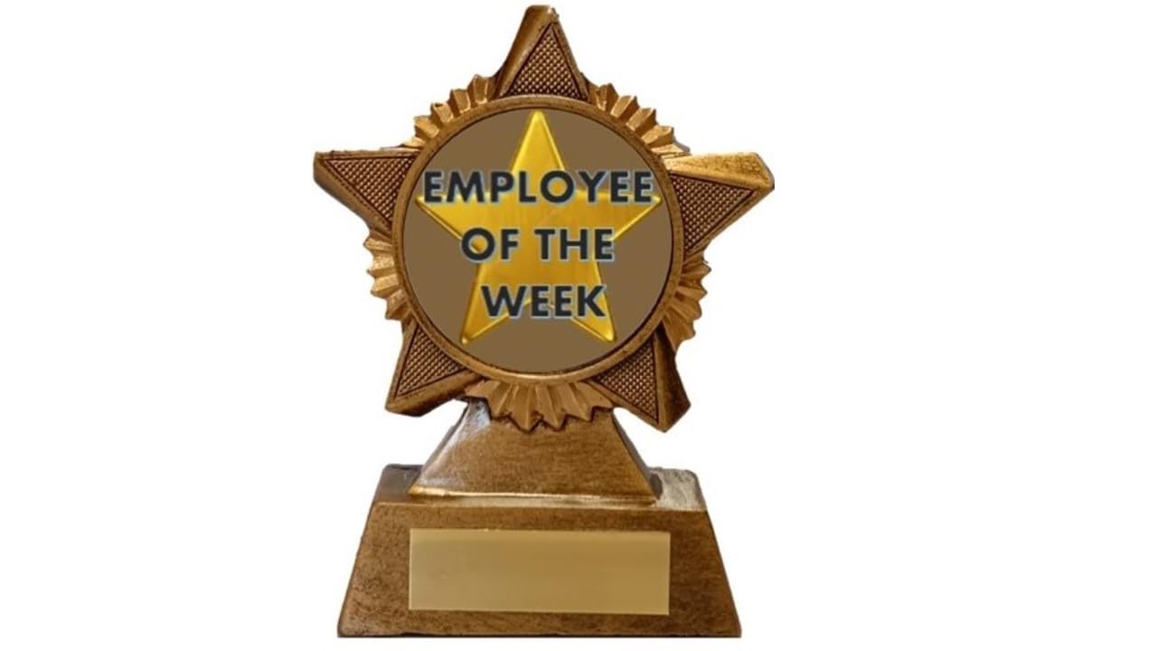 Troshow Antique Gold Employee Of The Week Trophy Award Premier Star 120Mm Heavy Resin Free Engraving -Troshow1-B