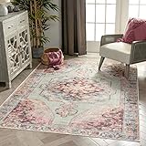 Well Woven Ramon Pastel Green Machine Washable Vintage Style Updated Classic Distsressed Persian...