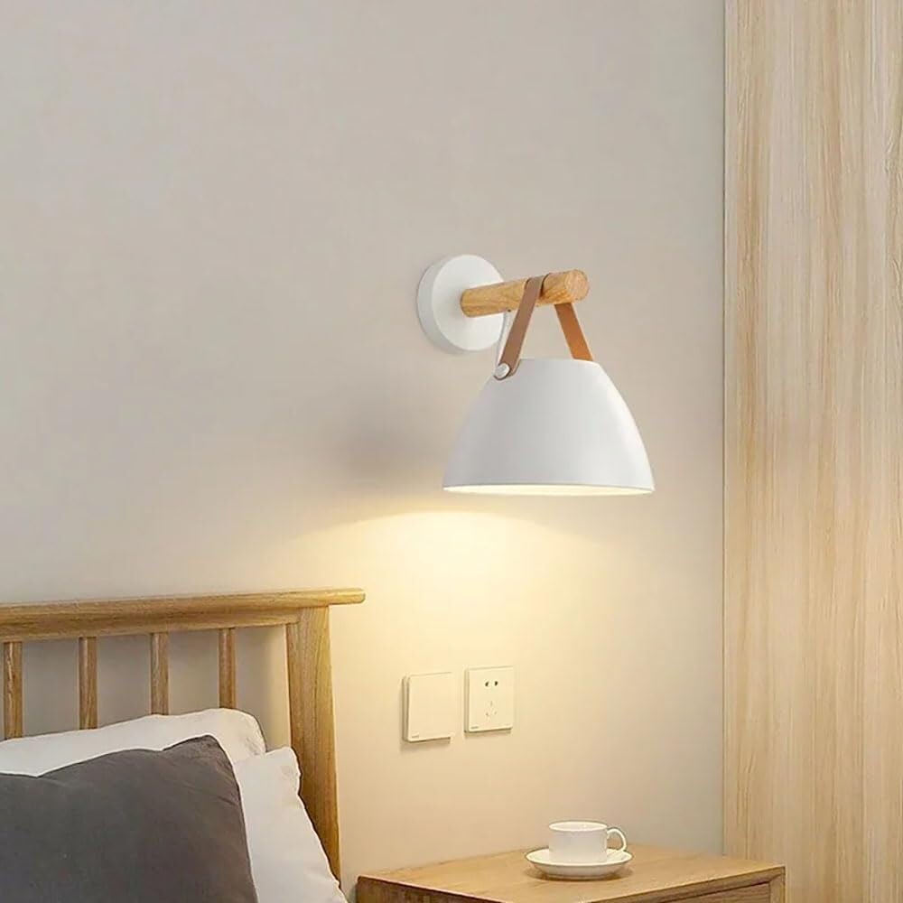 HXYSXHJUO Modern Wooden Wall Lamp Leather Decorative Lighting Sconce Porch Aisle Lantern for Bedroom Bedside Living Room Study Corridor Entryway Restaurant(Wood)