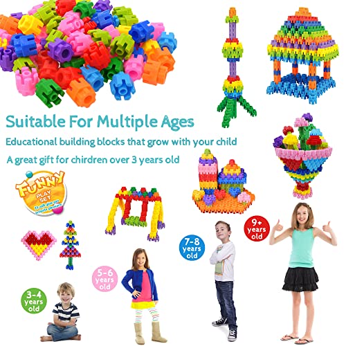 Kids Toys Interlocking Learning Set, Stem Construction Set - Ages 3+ Stem Toys 300 Pcs - 9 Colors #TOP3