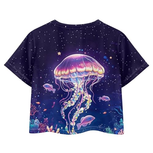 Image of Kids T Shirt Short Sleeve Crop Tops for Girls Summer Clothes Pullover Tees Shirt 5-14