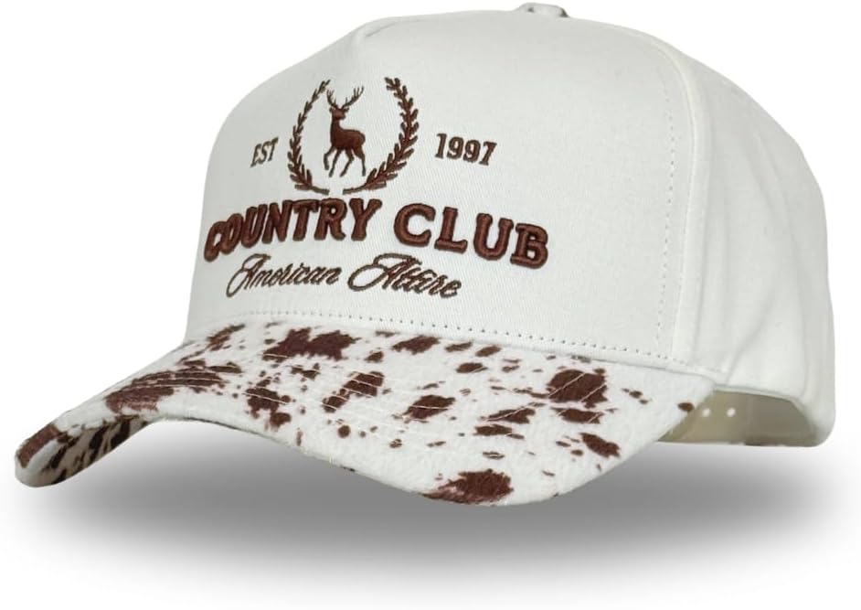 Vintage Western Trucker Hat | Men & Women | Country Cute Caps for Cowgirls Cowboys | Camo Denim Embroidered Cotton | Snapback