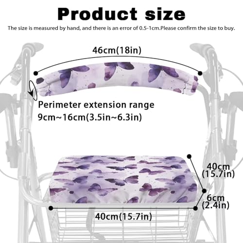 Image of Butterfly Universal Walker Backrest Covers, Soft Rollator Seat and Backrest Covers, Adjustable Seat Covers for Seniors