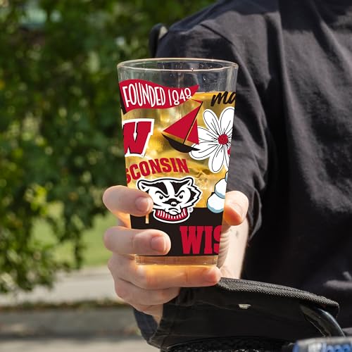 Image of Logo Brands NCAA 16 oz Pint Glass - Durable Glass With Bold Team Color- Chip-Resistant Rim Drinkware For Fans, Tailgates, Home Bars & Everyday Use