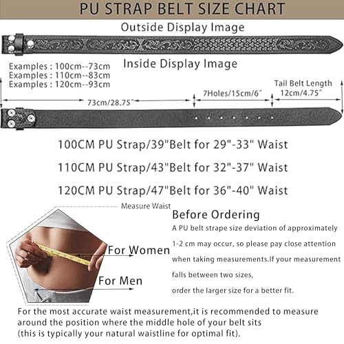 Image of UTOWO Men Women Retro Belt Strap without Buckle 1.5 inch Wide Classic Western Embossed PU-Leather Belt for Jeans