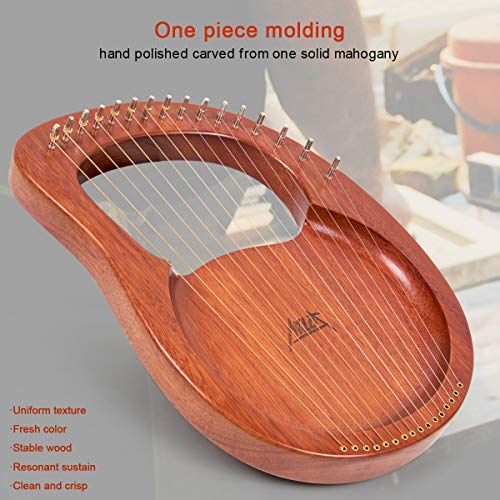image for Lyre Harp, AKLOT 16 Metal Strings Mahogany Lye Harp with Tuning Wrench