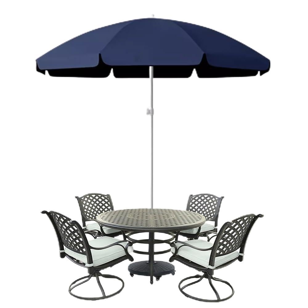 Ombrellone da esterno per patio, 2,4 m/7,8 piedi, rotondo e portatile, ideale per giardino, spiaggia, terrazza, prato, cortile, mercato, tavolo, blu navy.