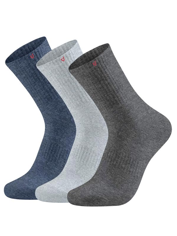 Cotton Blend Socks for Mens & Womens, Crew Length, Athletic Odour Free with Arch Support Sports Running wear Unisex Free Size (Packs of 3 & 6)-image-2