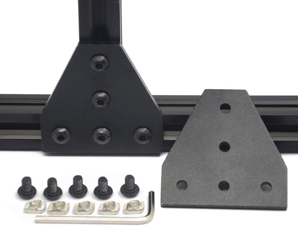 4Pcs Black T Shape Corner Bracket Outside Joint Board Plate Connector for 6mm Slot 2020 Series Aluminum Extrusion Profile with 20Pcs M5 T-Nuts+20Pcs M5 Screws +1Pcs Wrench