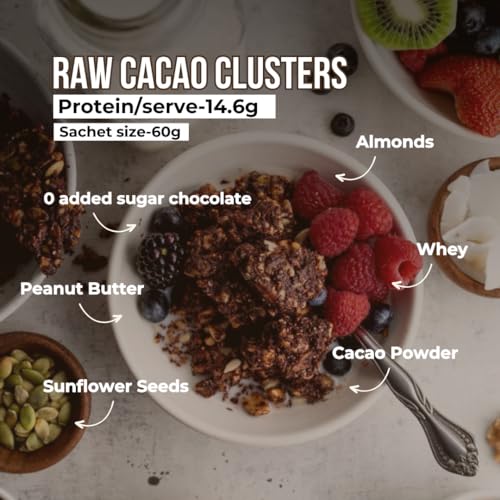 Image of Kilobeaters Clusters Muesli, Low Carb Breakfast Cereals With High Protein, No Added Sugar, Diet Food, Raw Cacao (400 gm) Pack of 1