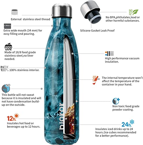Image of BJPKPK 25oz Insulated Water Bottles Stainless Steel Sports Water Bottles Keep Cold for 24 Hours and Hot for 12 Hours,Marble Ocean
